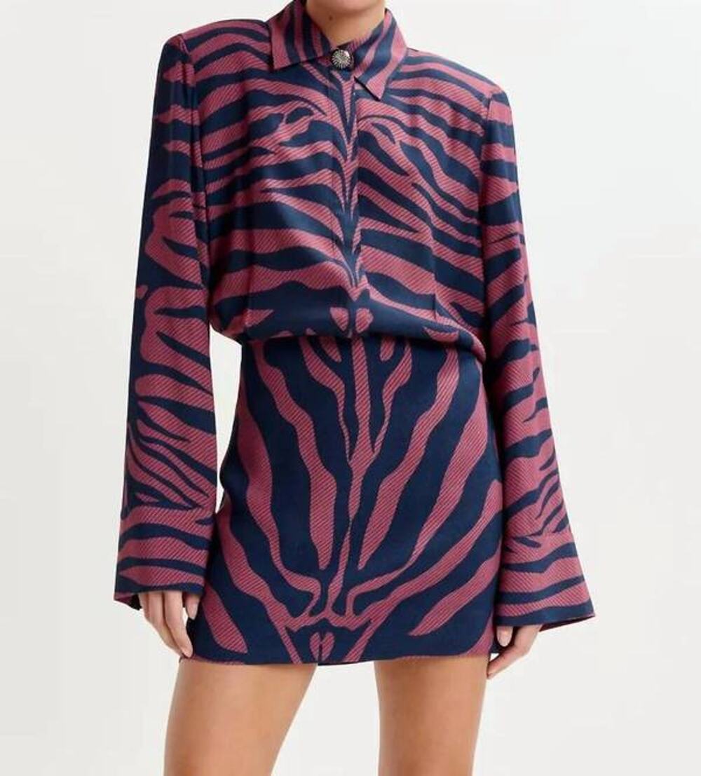 Essentiel Antwerp Isniper Shirt Mini Dress in Fudge Frappe Combo 32 US 0